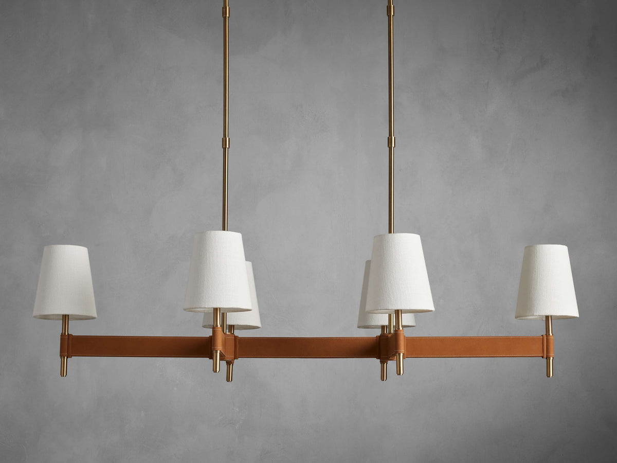 Leather Wrapped Linen Beam Chandelier