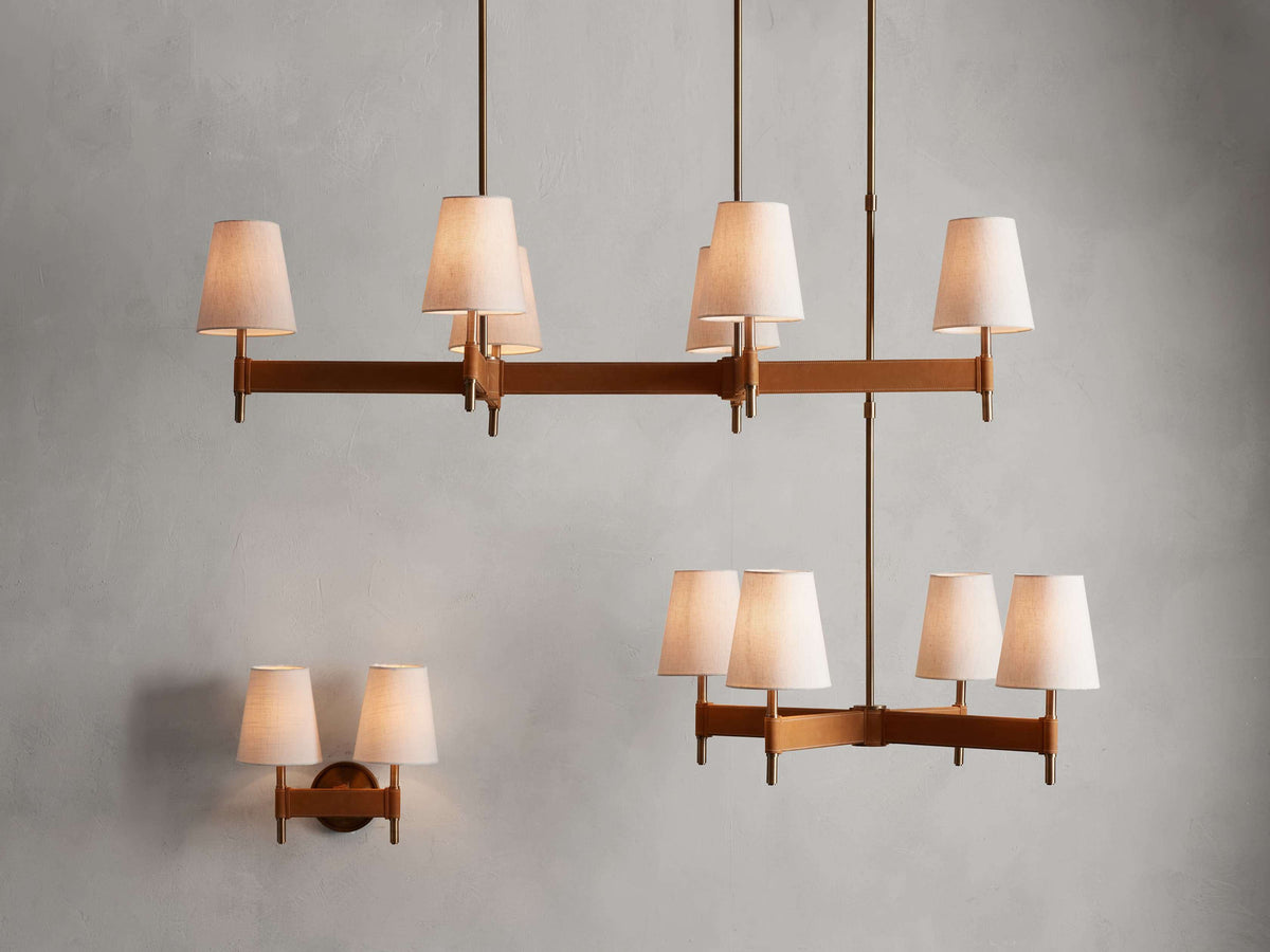 Leather Wrapped Linen Beam Chandelier