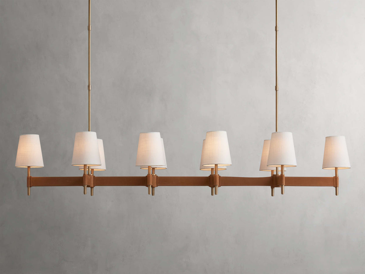 Leather Wrapped Linen Beam Chandelier