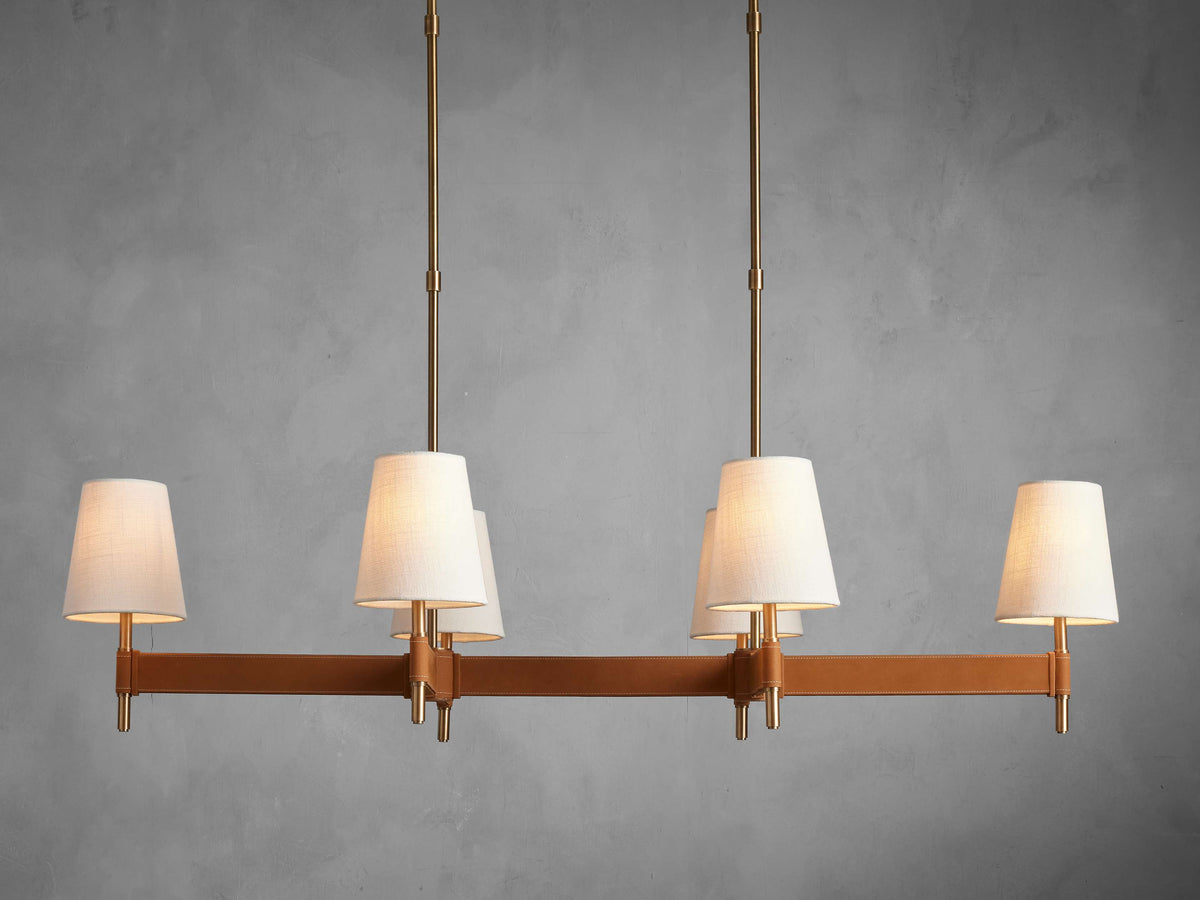 Leather Wrapped Linen Beam Chandelier