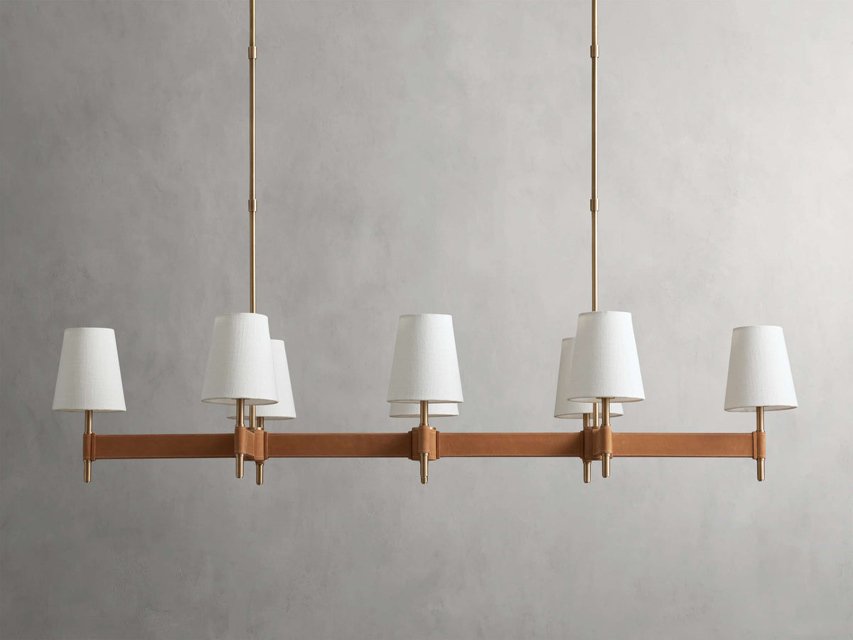 Leather Wrapped Linen Beam Chandelier