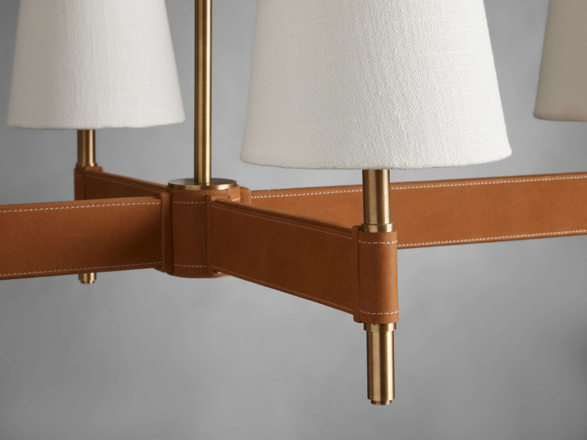Leather Wrapped Linen Beam Chandelier