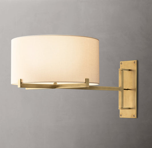 Linen Drum Swing-Arm Wall Light