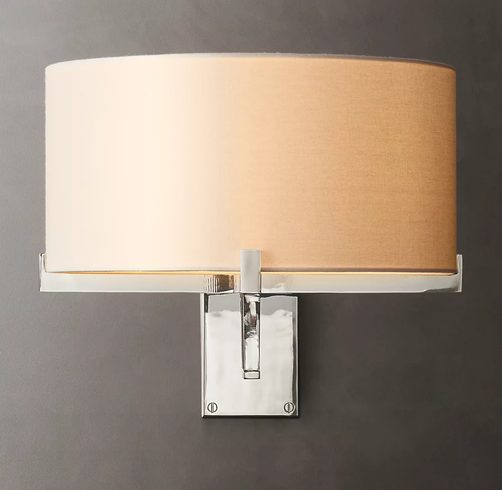 Linen Drum Swing-Arm Wall Light