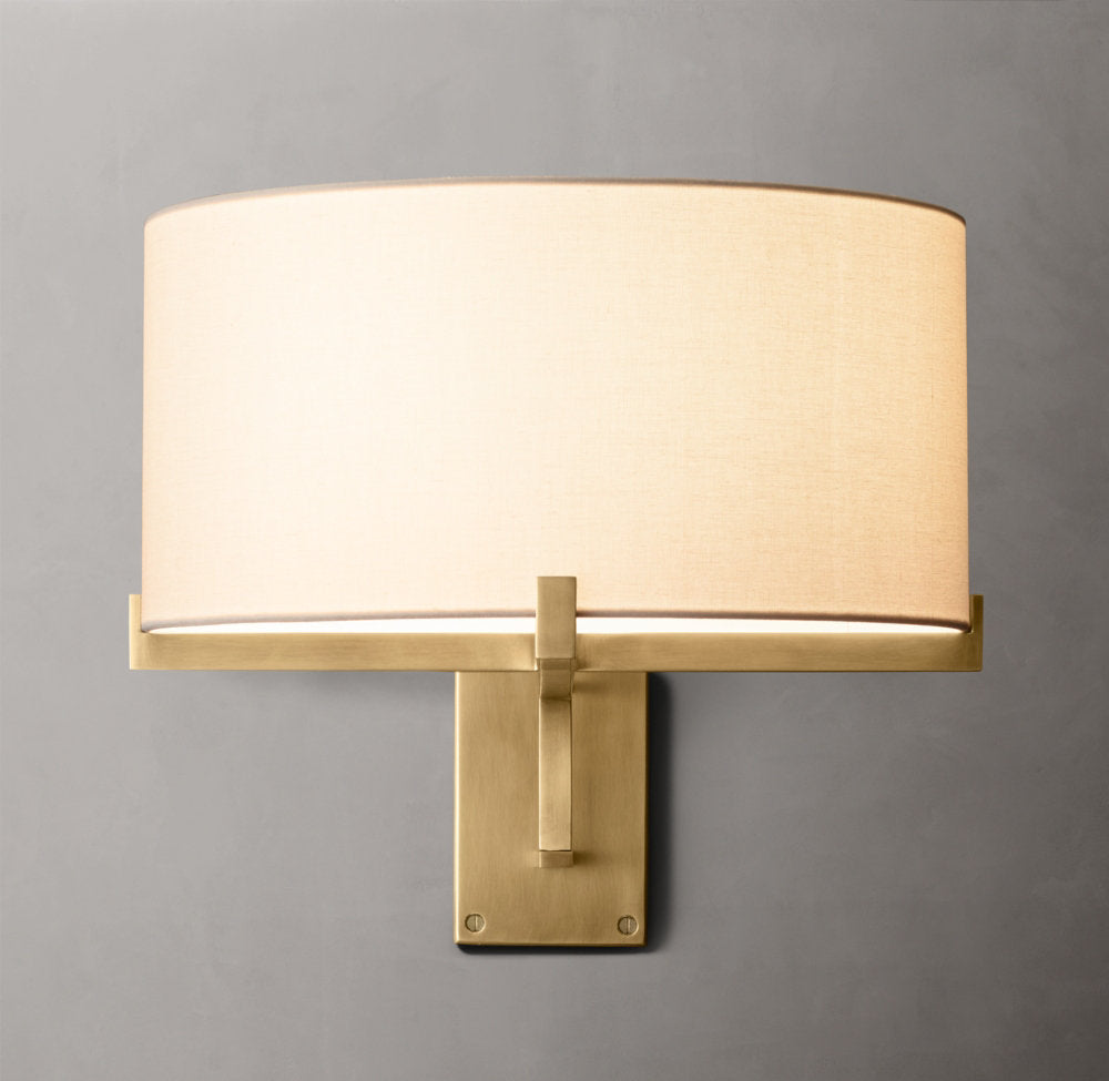 Linen Drum Swing-Arm Wall Light