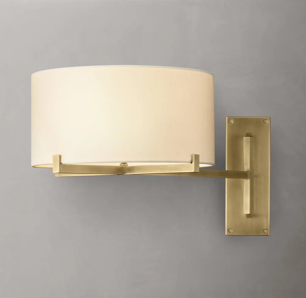 Linen Drum Swing-Arm Wall Light