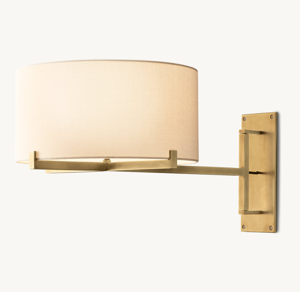 Linen Drum Swing-Arm Wall Light