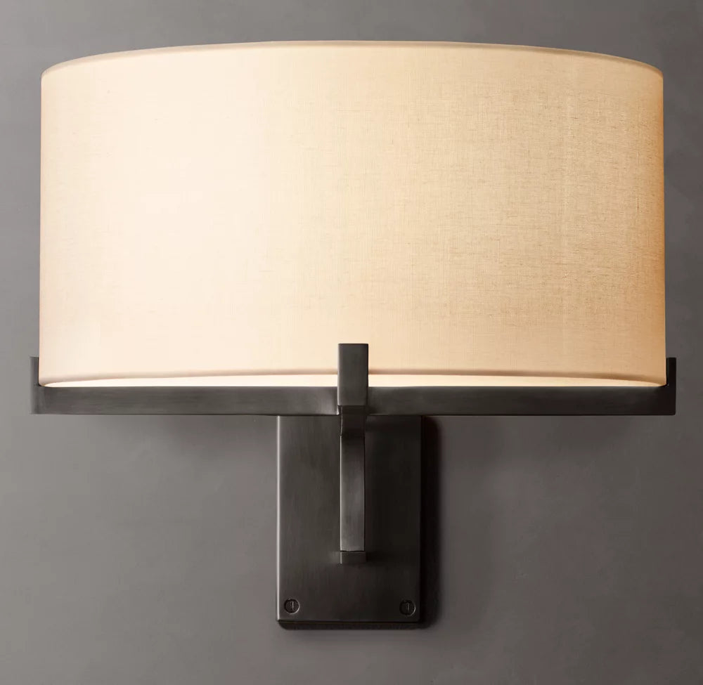 Linen Drum Swing-Arm Wall Light