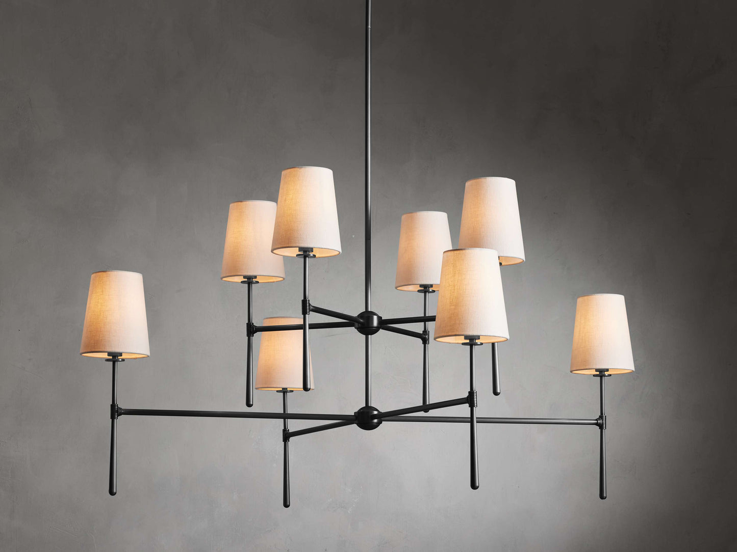Linen Torch Shade Round Chandelier