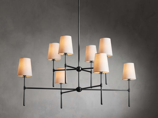 Linen Torch Shade Round Chandelier