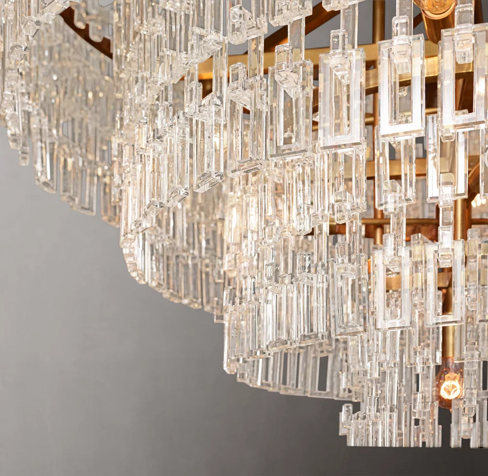 Linked Crystal Chain Drum Chandelier