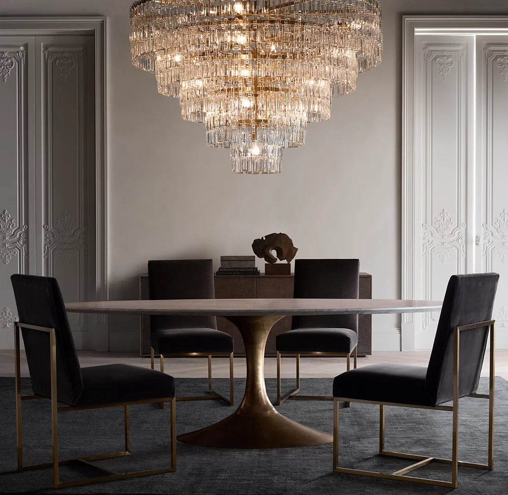 Linked Crystal Chain Drum Chandelier