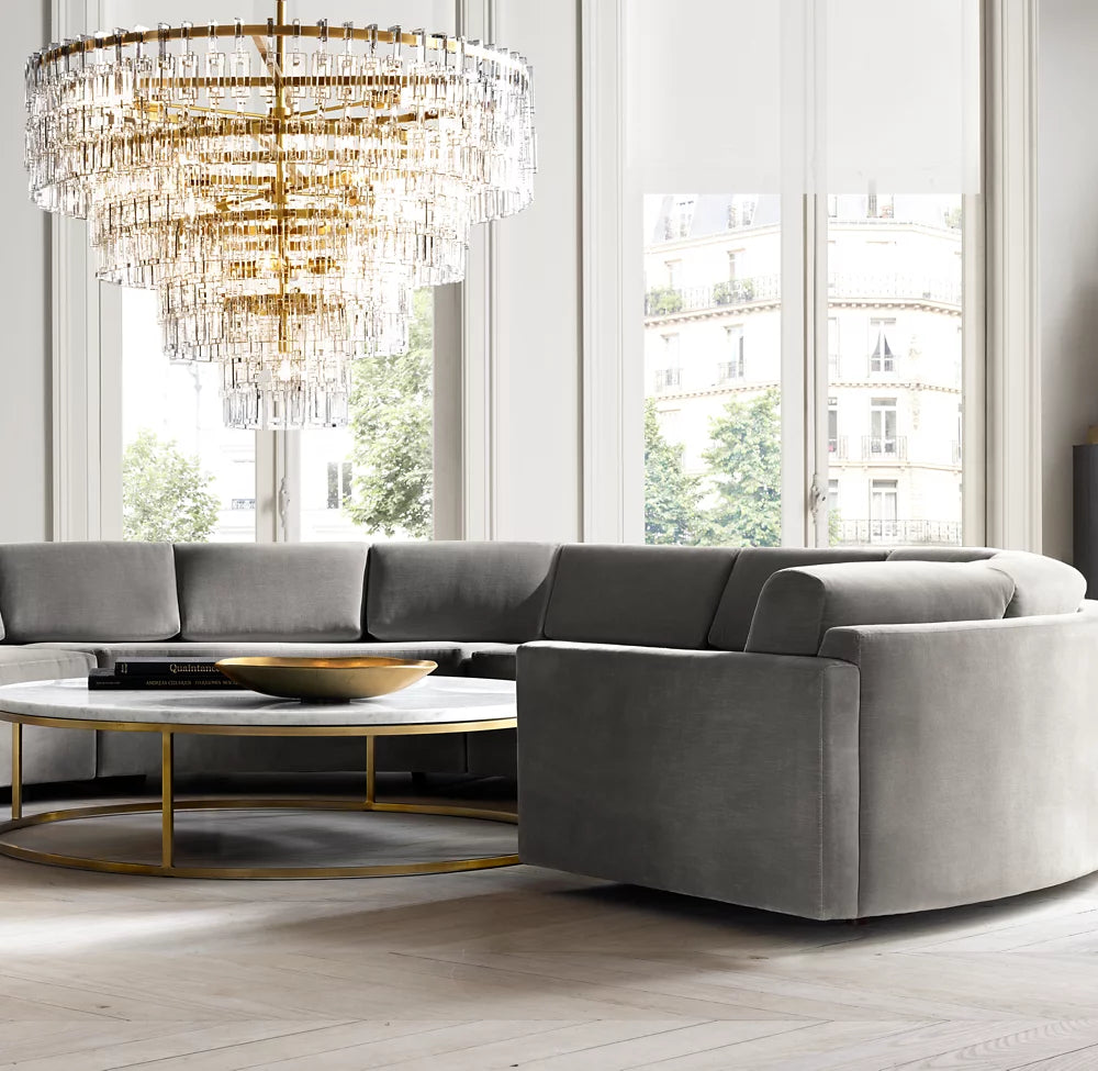 Linked Crystal Chain Drum Chandelier