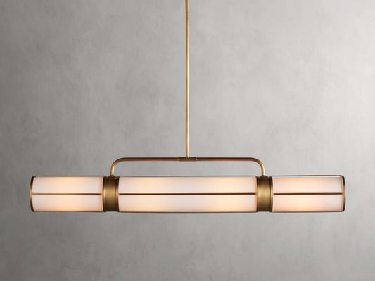 Milk Glass Tube Industrial Chandelier