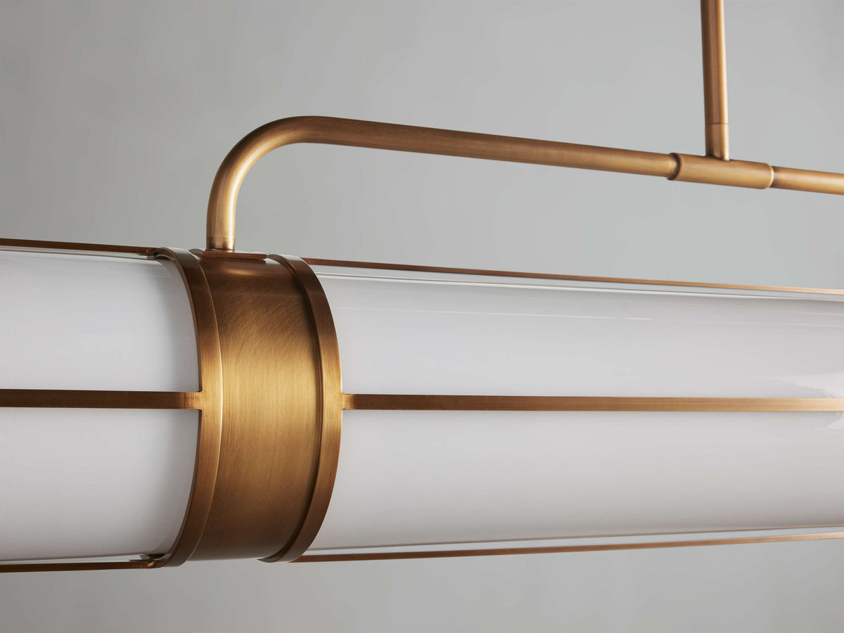 Milk Glass Tube Industrial Chandelier