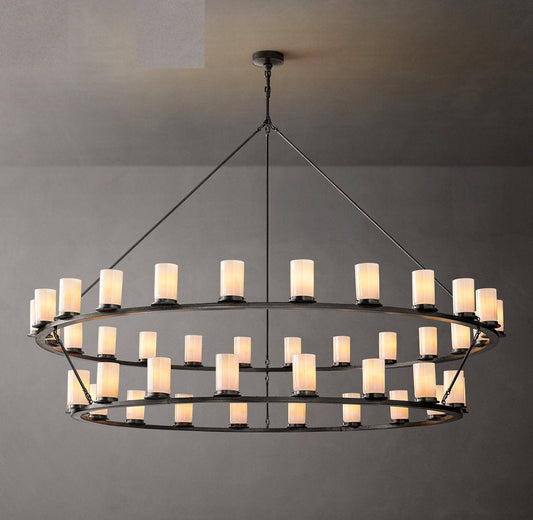 Milk Glass Twin Halo Chandelier
