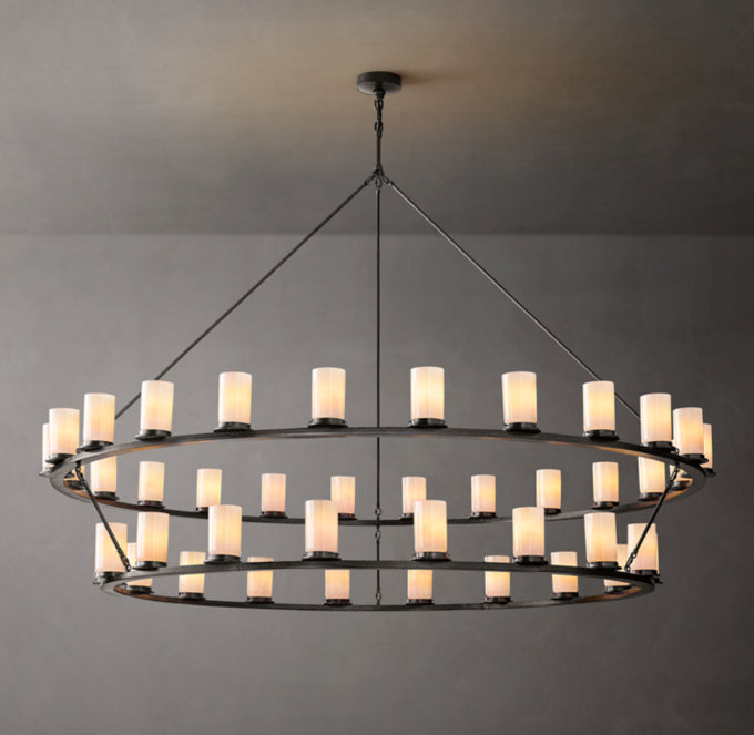Milk Glass Twin Halo Chandelier