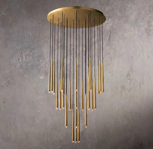 Molten Brass Droplet Cascade Chandelier