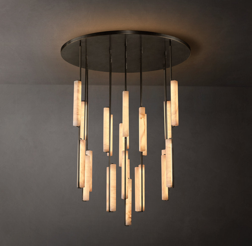 Monumental Alabaster Prism Crown Chandelier