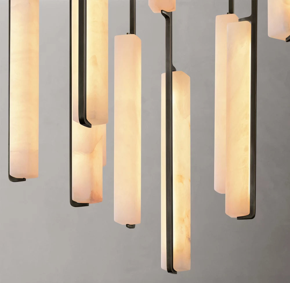 Monumental Alabaster Prism Crown Chandelier