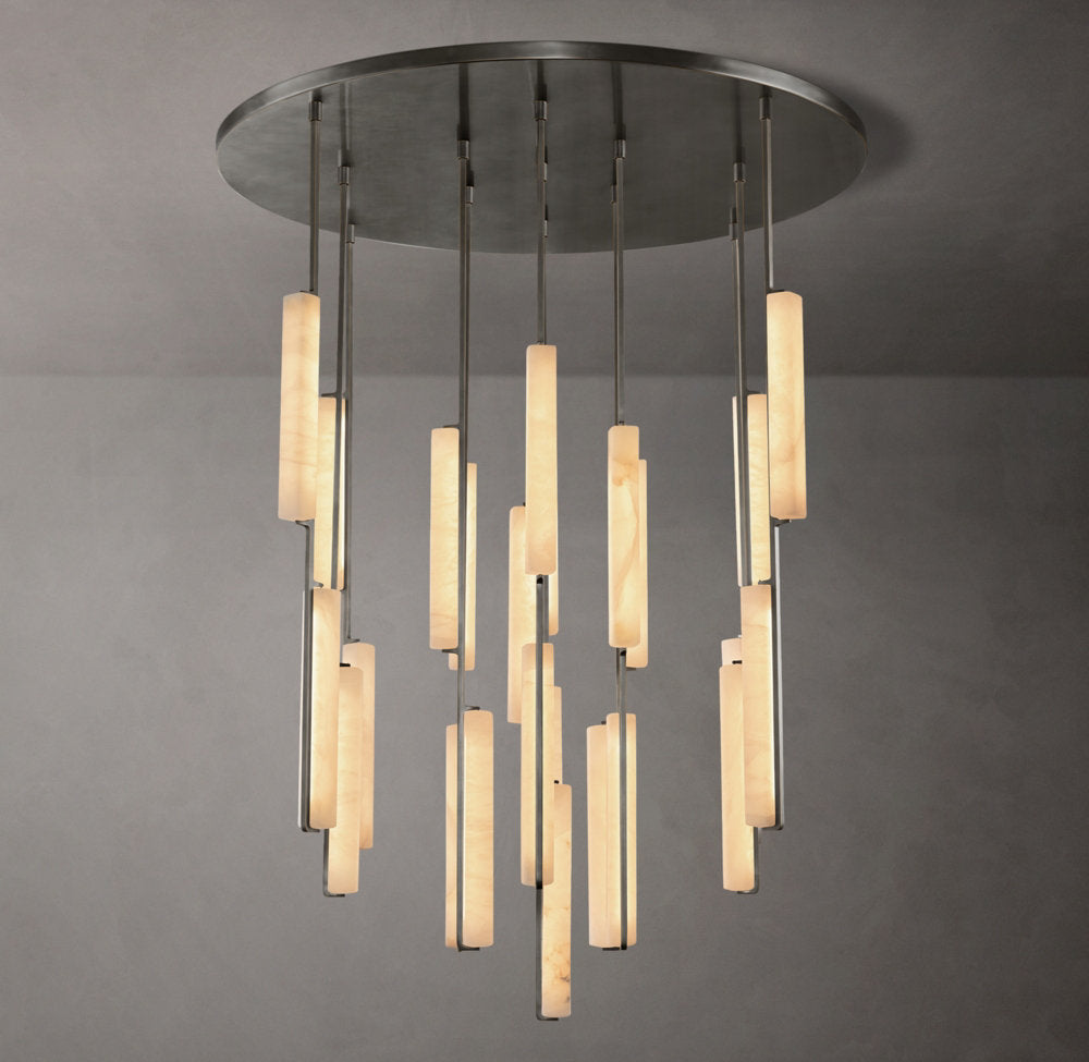 Monumental Alabaster Prism Crown Chandelier