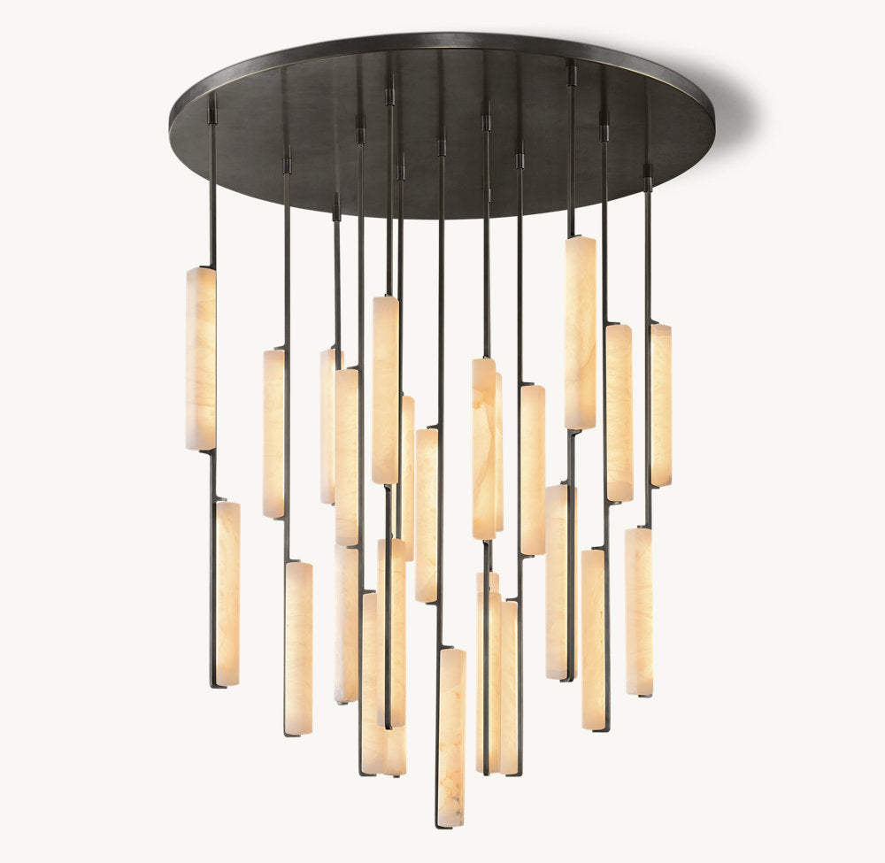 Monumental Alabaster Prism Crown Chandelier