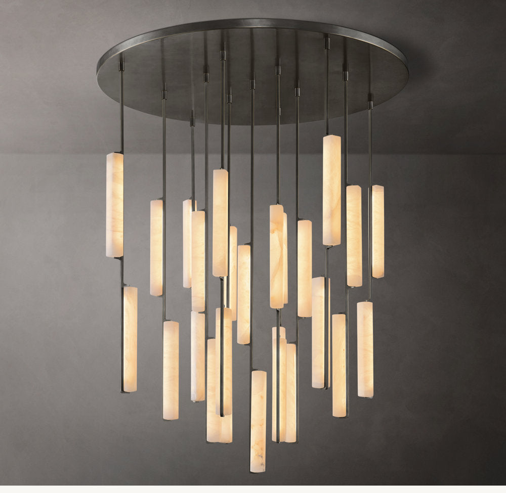 Monumental Alabaster Prism Crown Chandelier