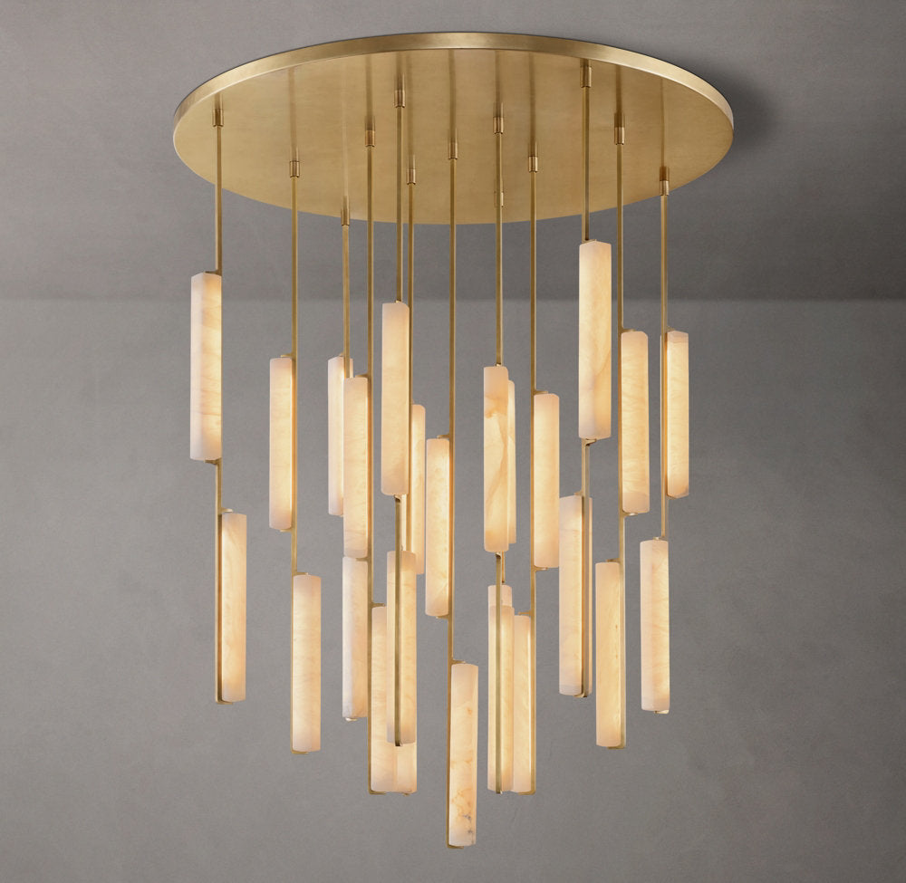 Monumental Alabaster Prism Crown Chandelier