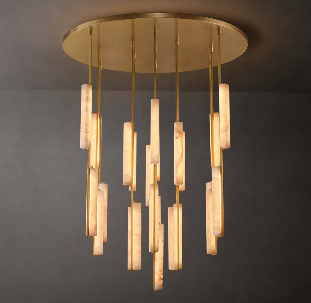 Monumental Alabaster Prism Crown Chandelier