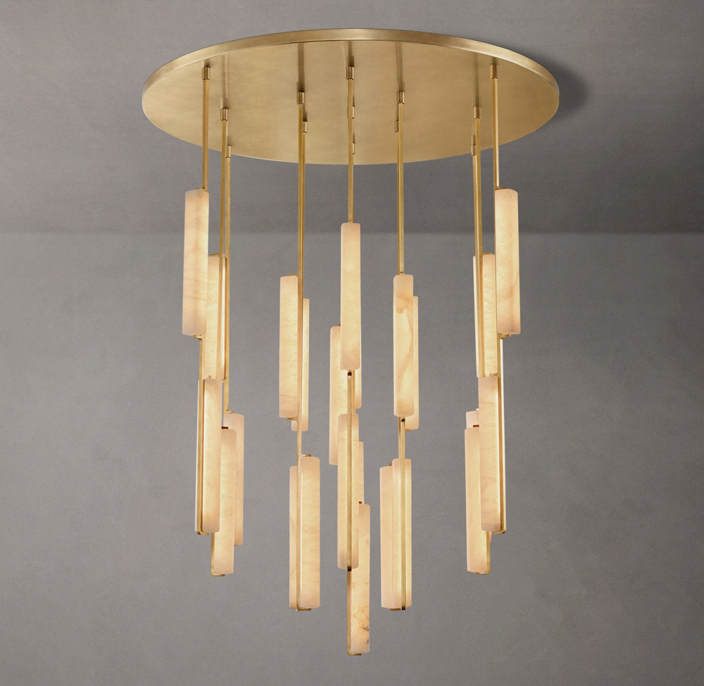 Monumental Alabaster Prism Crown Chandelier