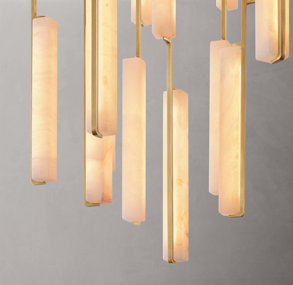 Monumental Alabaster Prism Crown Chandelier