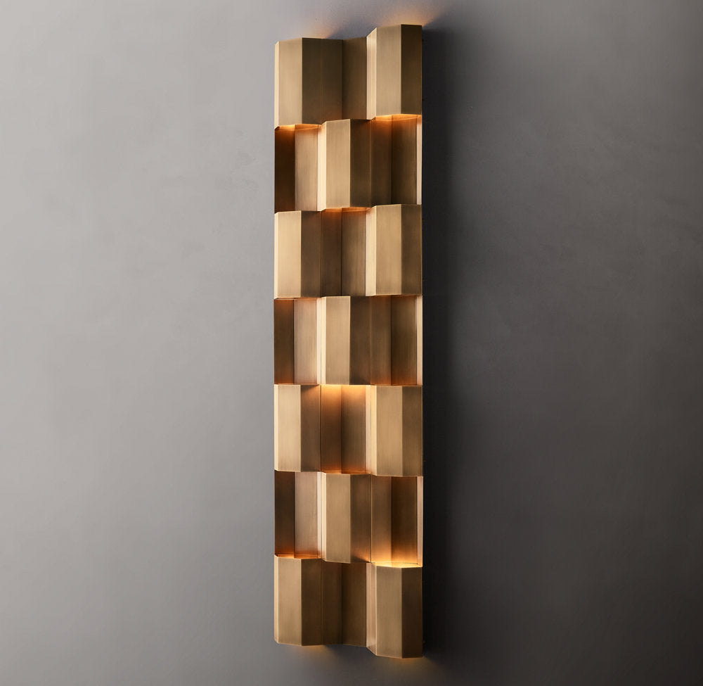 Monumental Brass Lattice Wall Light