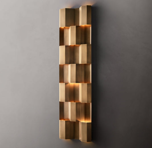Monumental Brass Lattice Wall Light