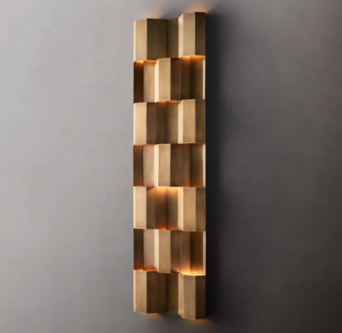 Monumental Brass Lattice Wall Light
