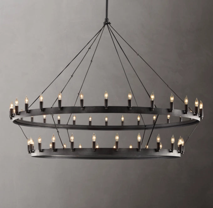 Monumental Forged Flame Tier Chandelier