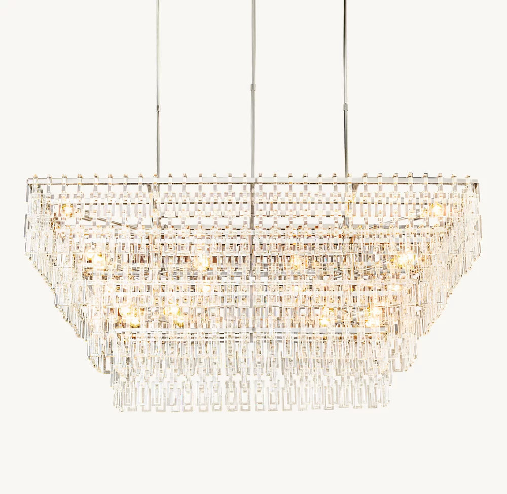 Monumental Linked Crystal Island Chandelier