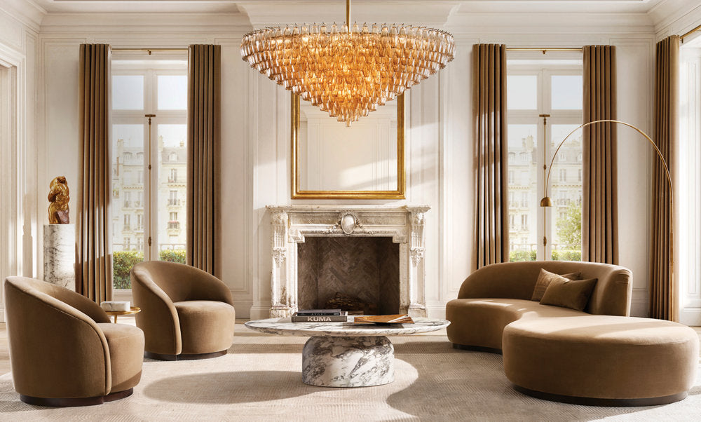 Monumental Smoke Glass Crown Chandelier