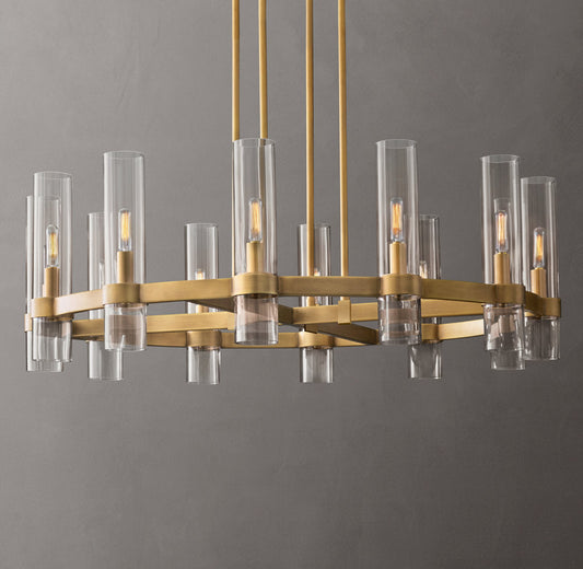 Mouthblown Glass Cylinder Crown Chandelier