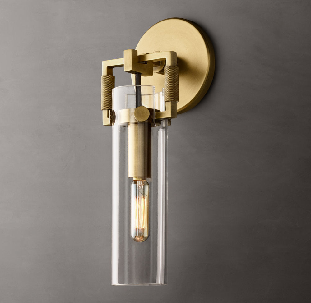 Mouthblown Glass Cylinder Wall Sconce