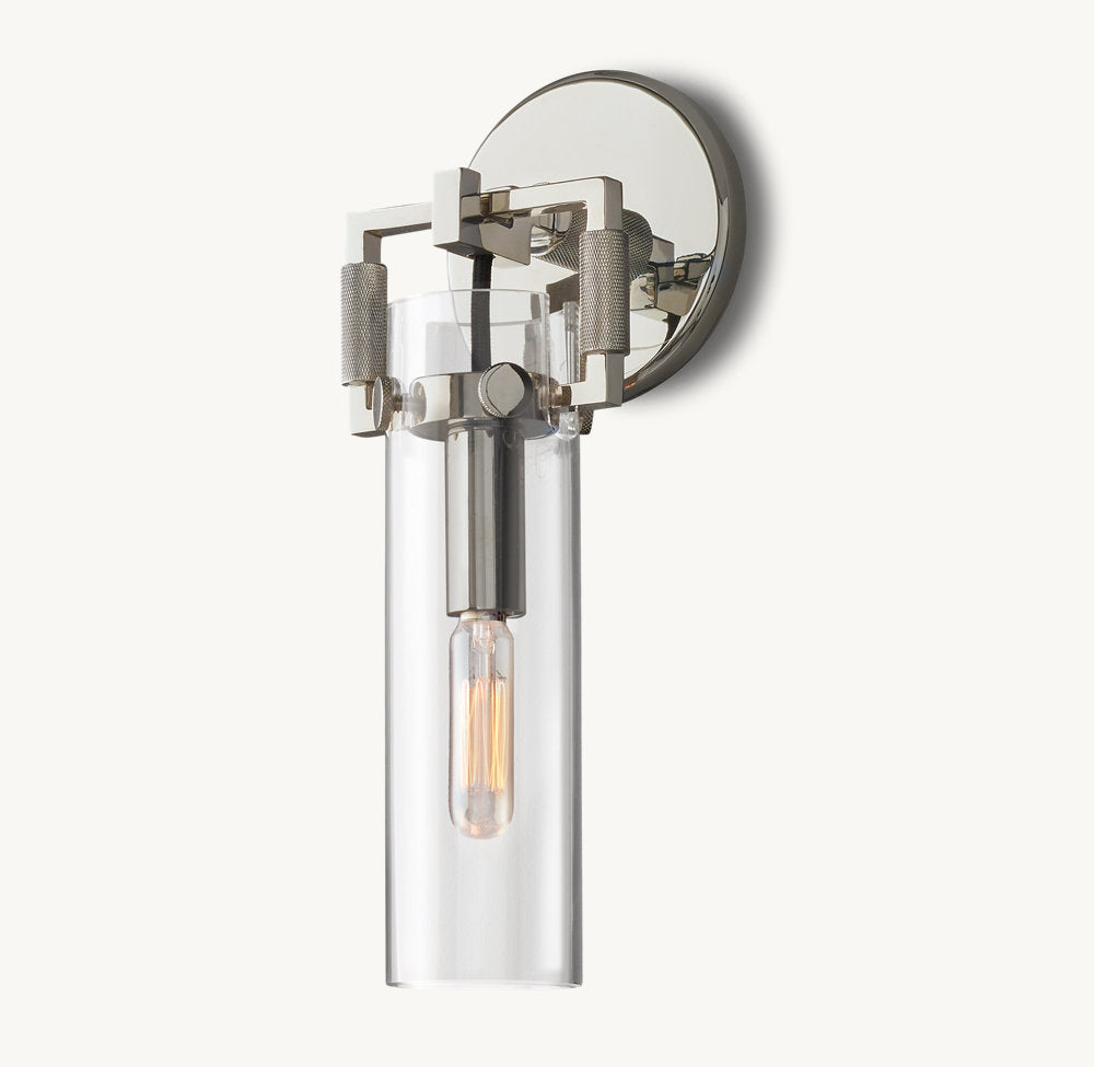Mouthblown Glass Cylinder Wall Sconce