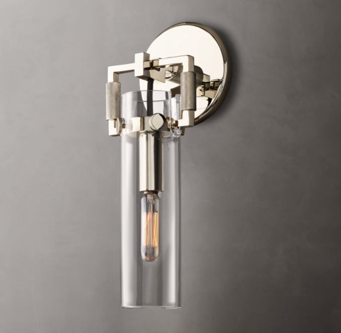 Mouthblown Glass Cylinder Wall Sconce
