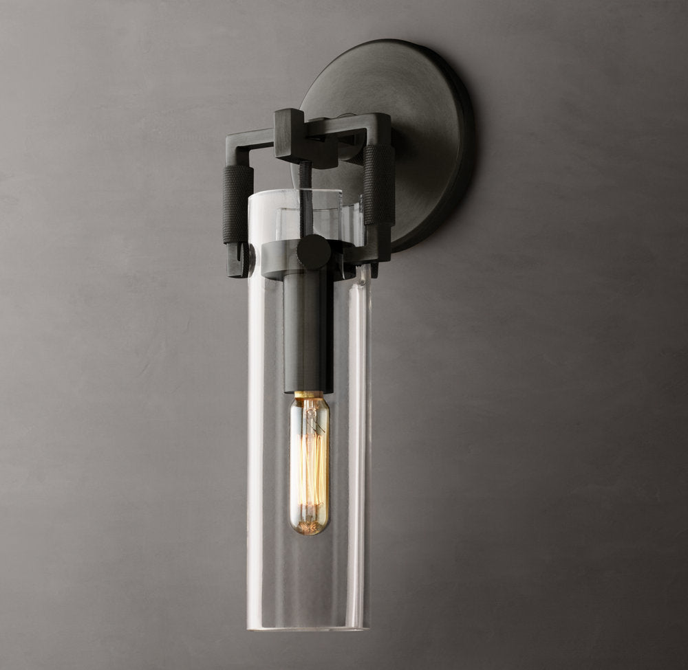 Mouthblown Glass Cylinder Wall Sconce