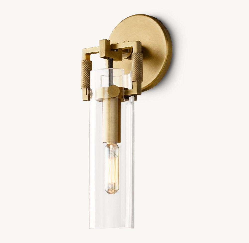 Mouthblown Glass Cylinder Wall Sconce