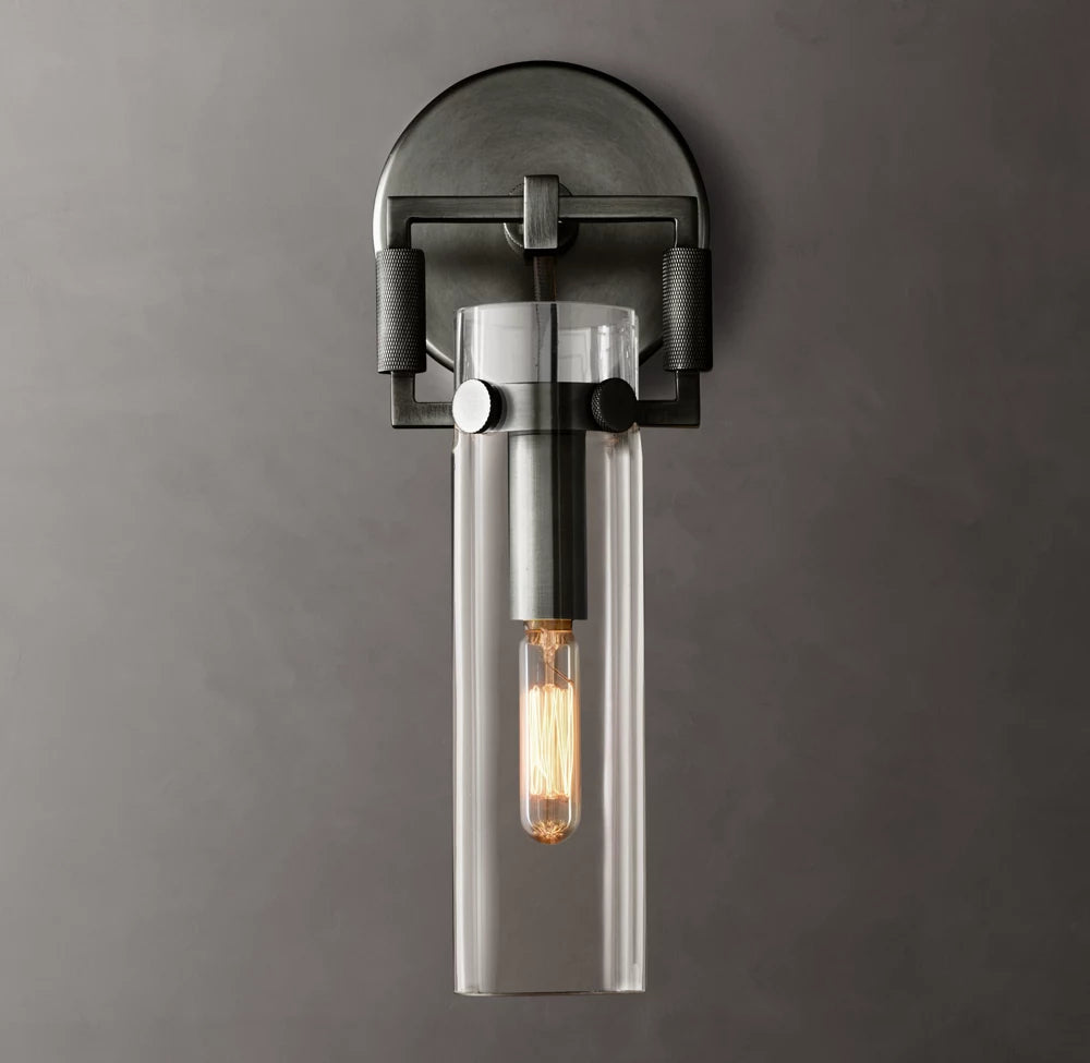 Mouthblown Glass Cylinder Wall Sconce