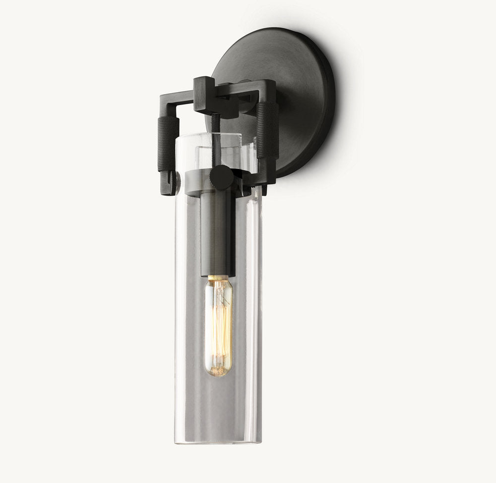Mouthblown Glass Cylinder Wall Sconce