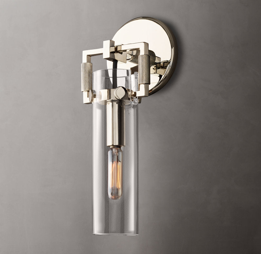 Mouthblown Glass Cylinder Wall Sconce