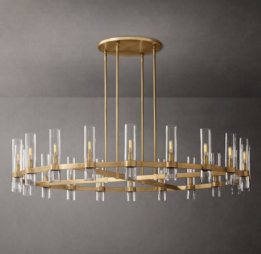 Mouthblown Glass Round Gallery Chandelier