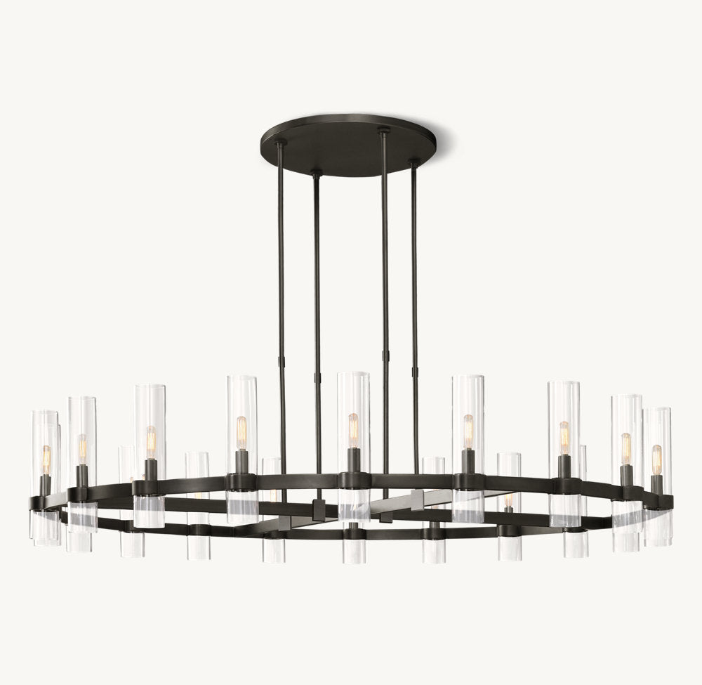 Mouthblown Glass Round Gallery Chandelier