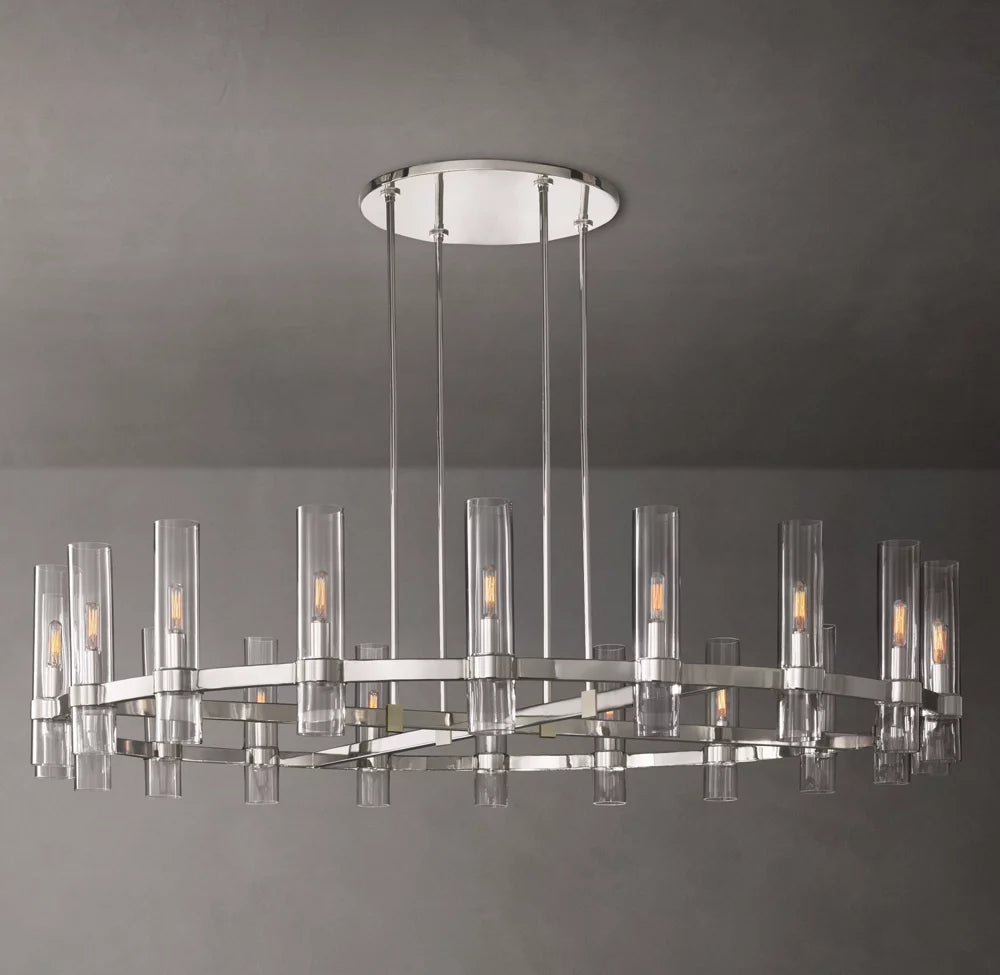 Mouthblown Glass Round Gallery Chandelier