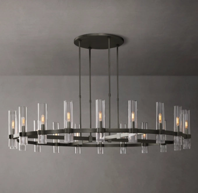 Mouthblown Glass Round Gallery Chandelier